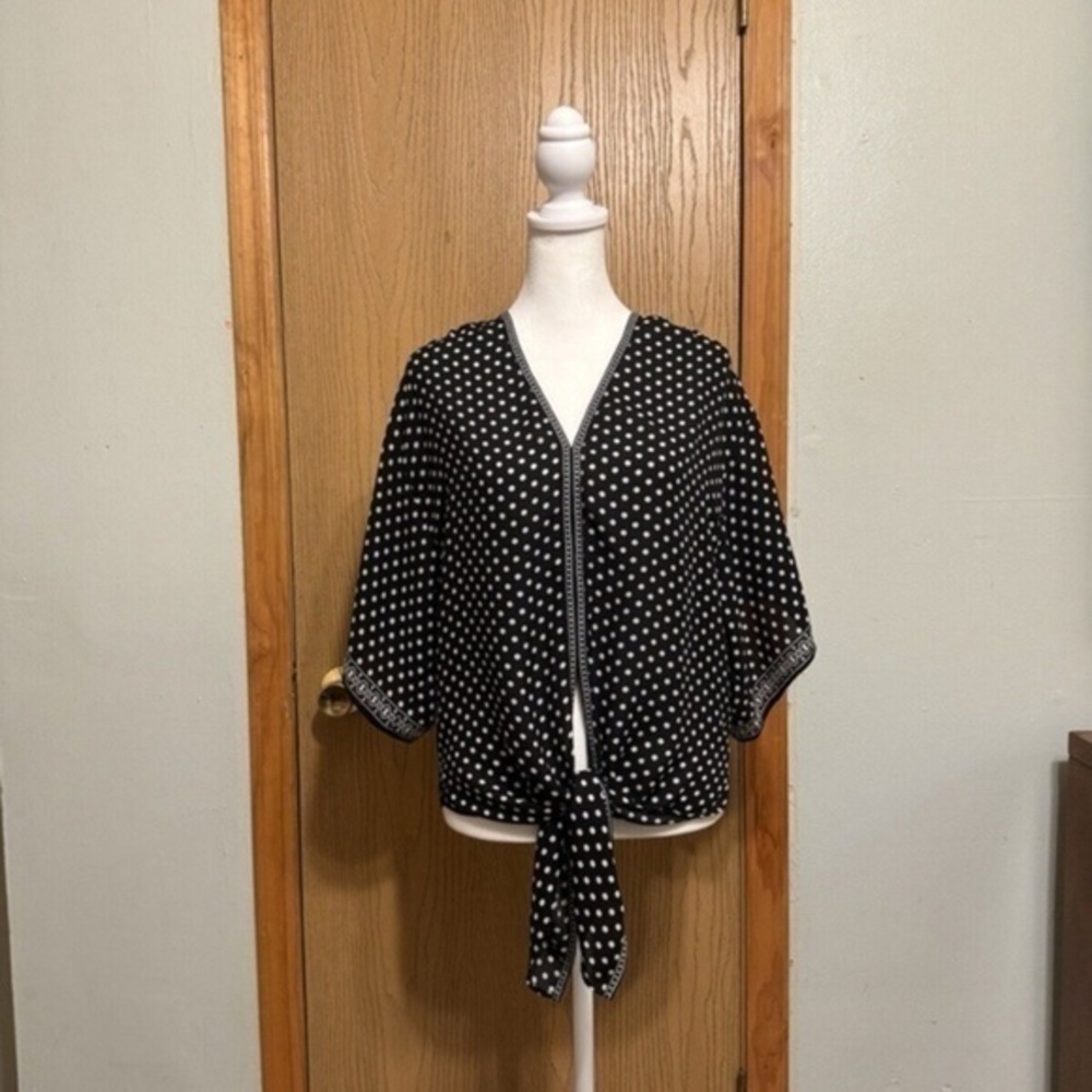 Max Studio Small Multi-Color w/Geometric Print V-Neck & Dolman Sleeves Blouse